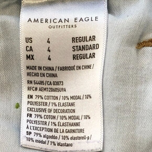 American Eagle Mom Jeans sz 4 Stretch Whiskered Embroidered Blue - Picture 11 of 12